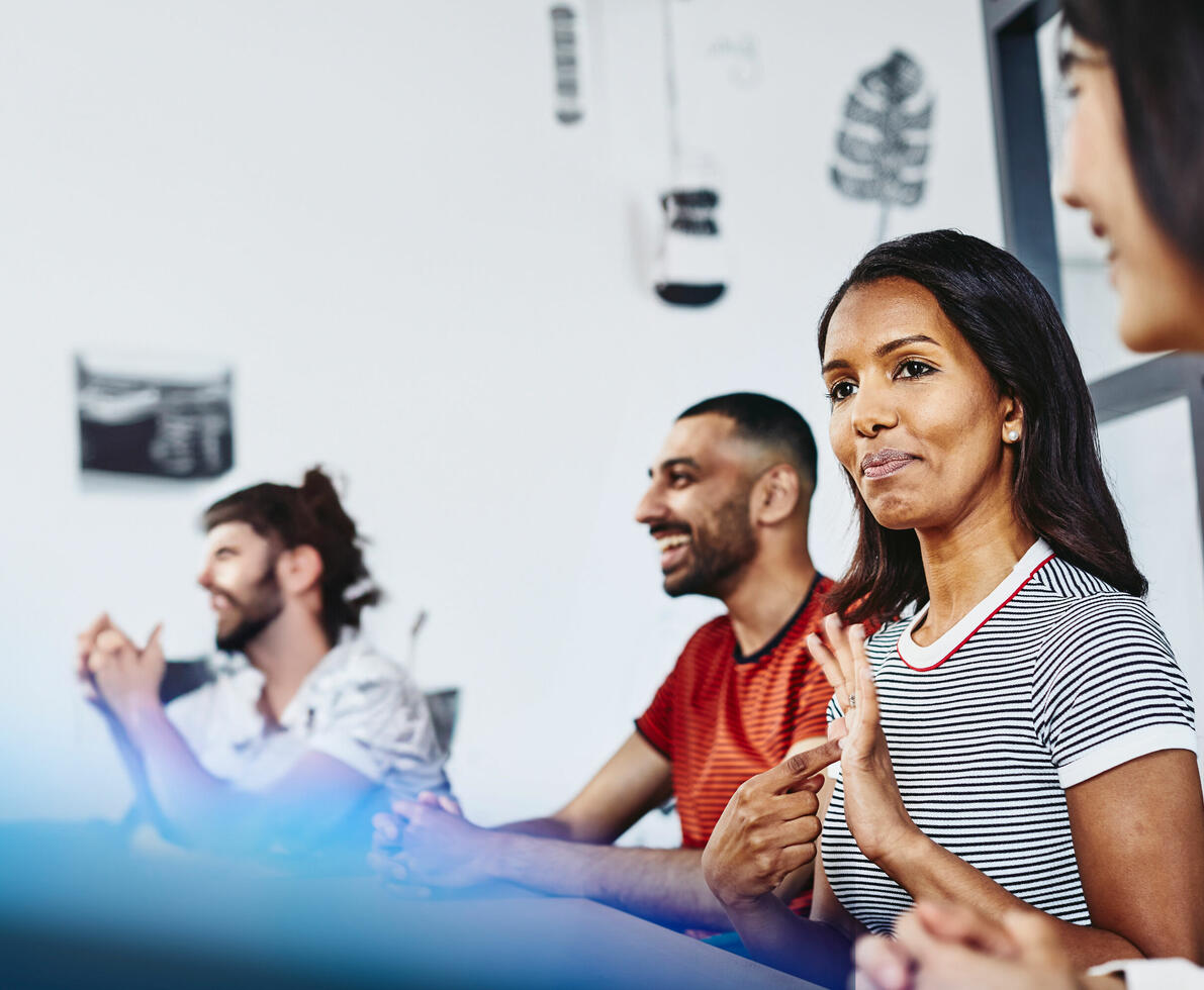 Diverse team in office meeting